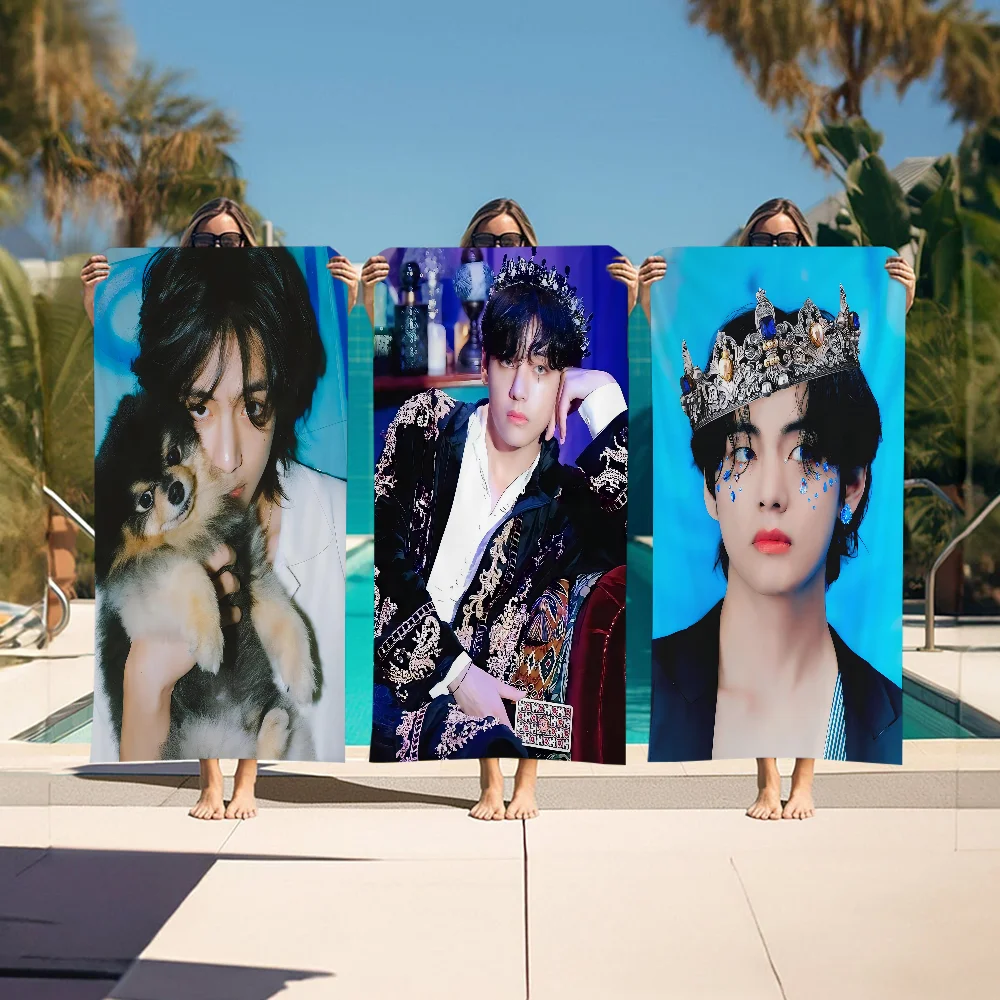 Kpop Kim Tae Hyung V Layover Пляжное Полотенце Из Микрофибры Мягкое Быстросохнущее