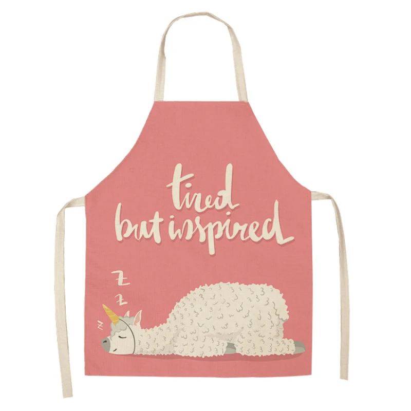 

Фартук с милым принтом альпака, инструменты для уборки дома, аксессуары для готовки, кухонный Льняной Фартук без рукавов, Дамский Мандал