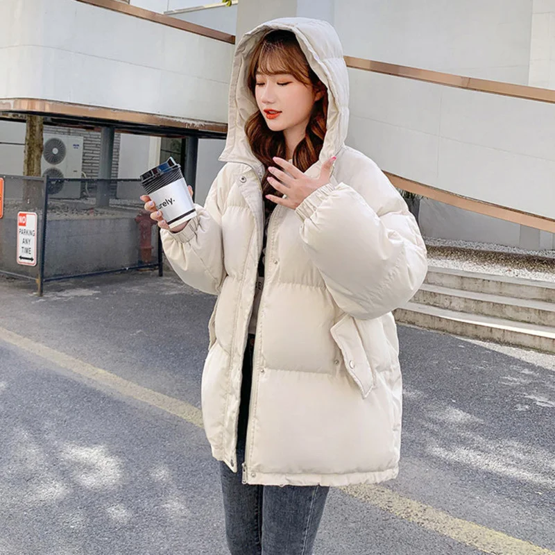 Warm Fashion Jacket Womens Hooded Coats Women Loose Cotton Padded Jackets Winter Casual Parka Ladies Outerwear Casacos Feminino