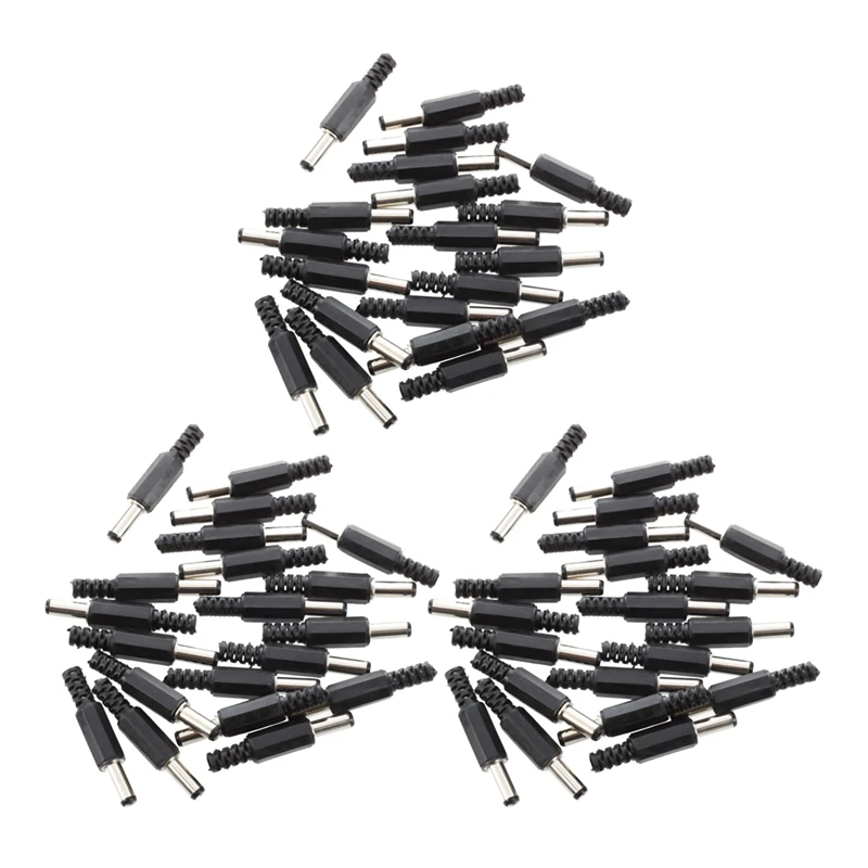 

60 Pcs Black 2.5Mm X 5.5Mm DC Power Male Plug Jack Adapter