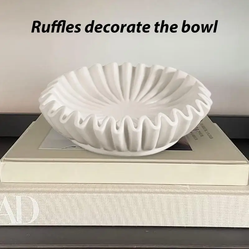

Decorative Ruffle Bowl Serving Bowl for Home and Kitchen Decor Resin Decoration with Simulation Antique Design Rustic Bowl