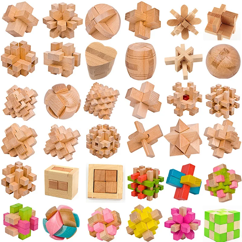 

3D Cube Magic Ball Brain Teaser Intellectual Assembling Toy For Kids Gift Wooden Puzzle Games Kong Ming Luban Lock Activity Toys
