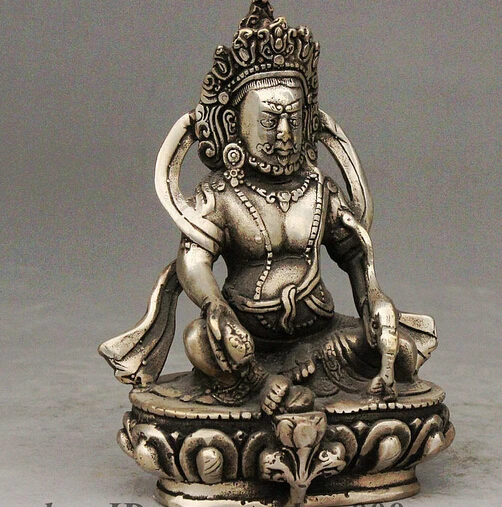 

decoration bronze factory outlets Tibet Silver Tibetan Buddhism Temple Silver Mammon Wealth God Yellow Jambhala Buddha Statue