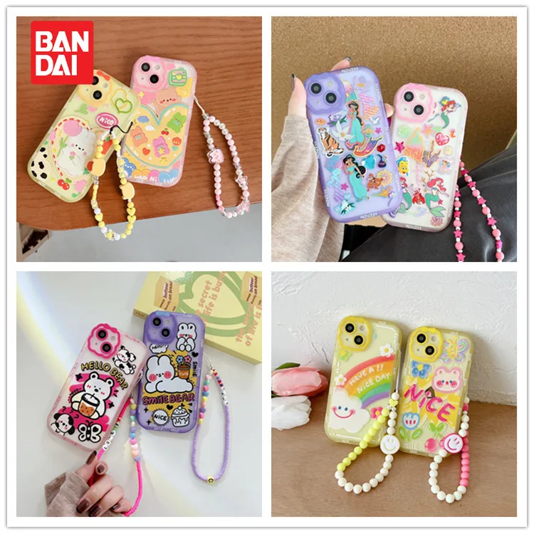 

Bandai Disney cartoon mermaid princess iPhone11 12pro 13promax mobile phone case apple x xsXR xsmax kawaii lanyard feel cover