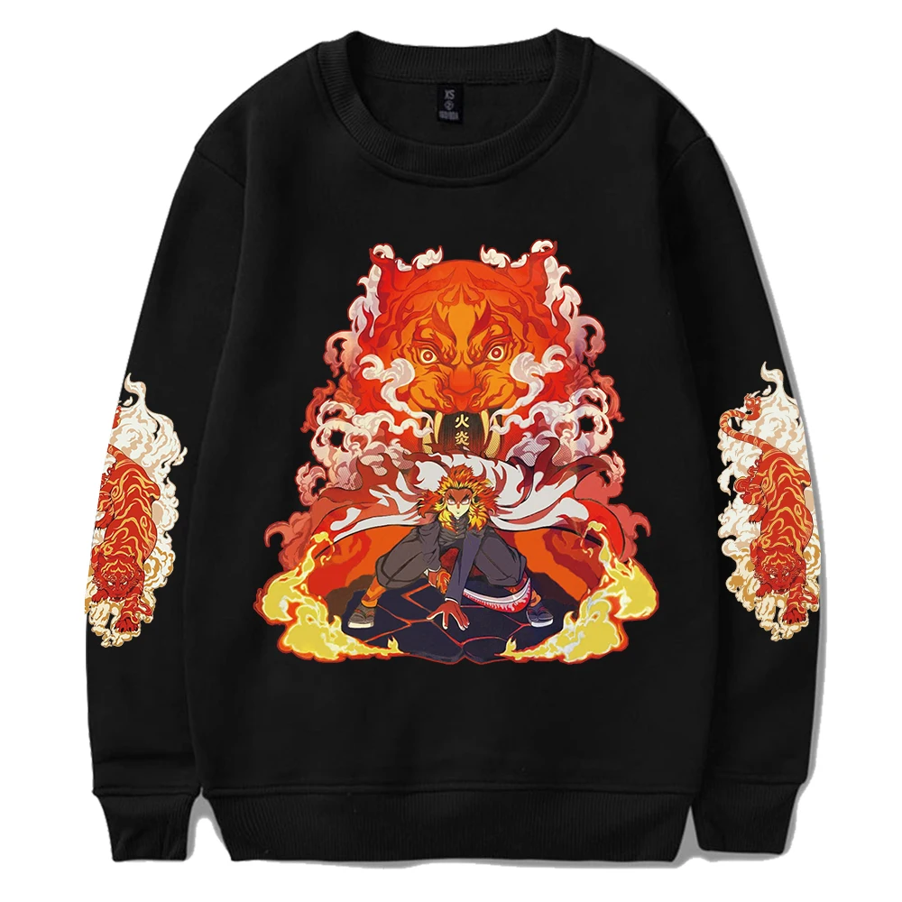 

Толстовка с капюшоном Rengoku, Повседневная Свободная Толстовка с вырезом лодочкой, рассекающая демонов