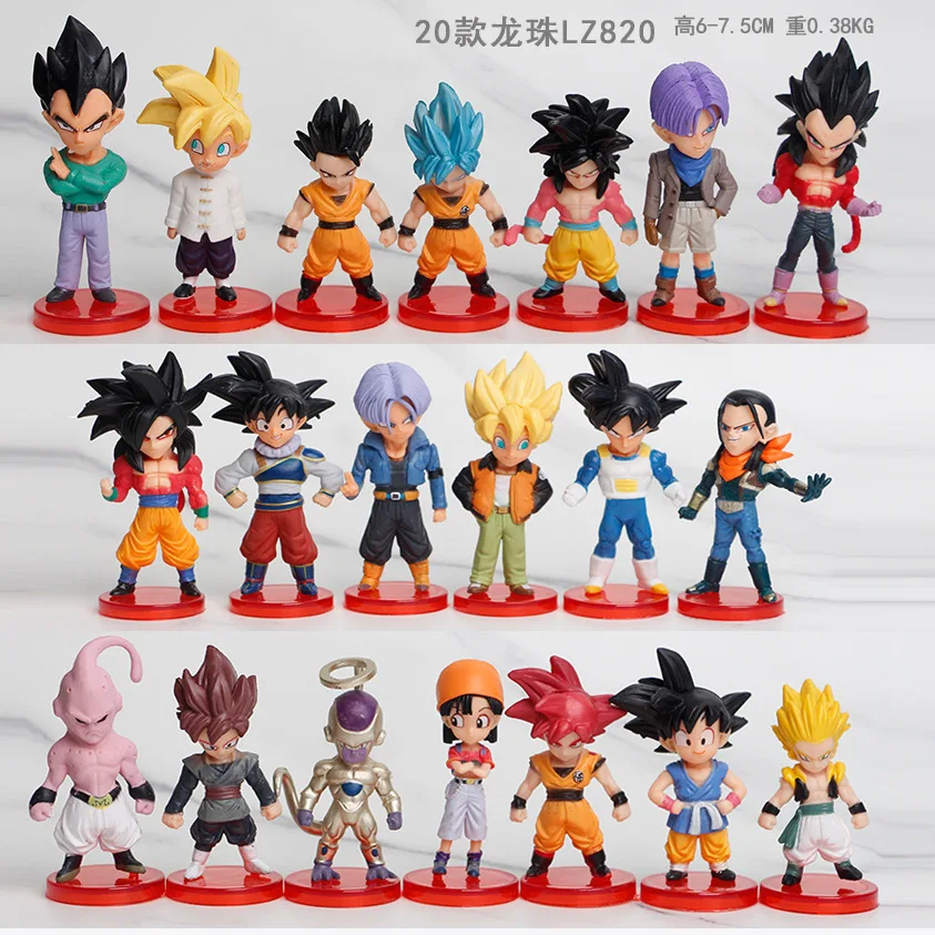 

20Pcs/Set 6-7.5CM Anime Dragon Ball Z Action Figure Son Goku Vegeta Broly Buu Jiren Trunks Super Saiyan mini PVC Model Toy Gift