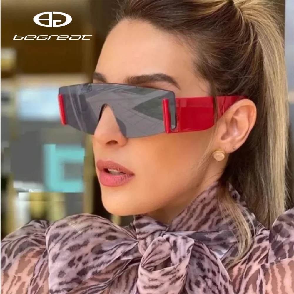 

BEGREAT Big Rimless Sunglasses Square Women Men Oversize Retro Brand Designer Rectangle Eyewear UV400 Shades Oculos Female