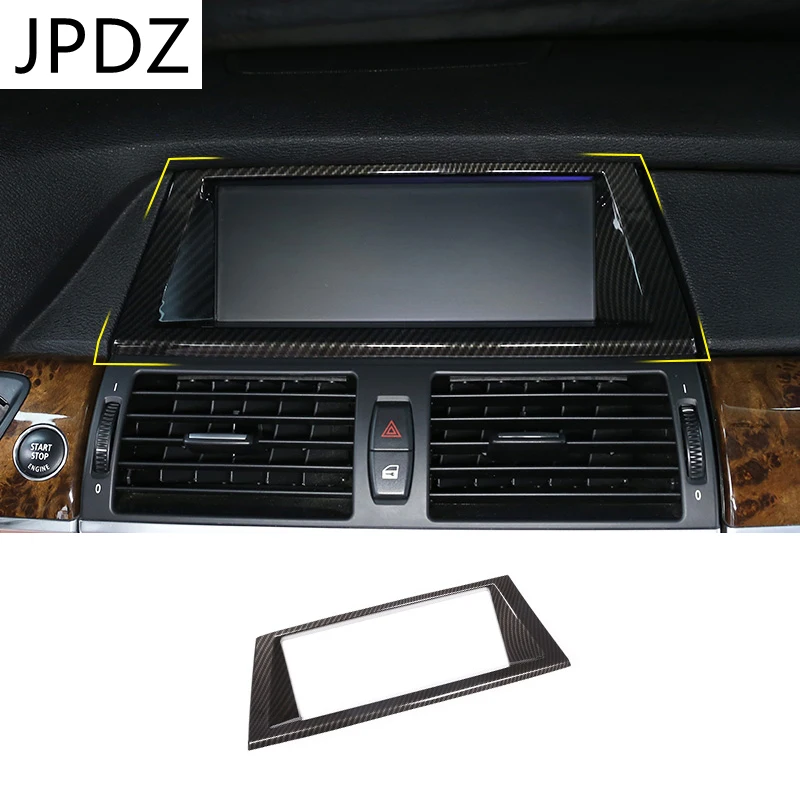 

Carbon Fiber Dashboard Panel Navigation Screen Frame Cover Trim Interior Sticker For BMW X5 E70 X6 E71 2008-2013 Car Accessories