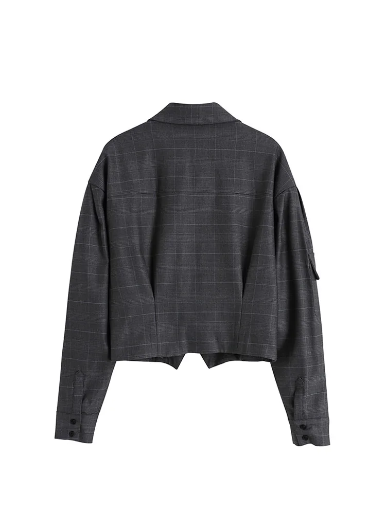 Женская блузка в готическом стиле шотландскую клетку с завязкой-цепочкой