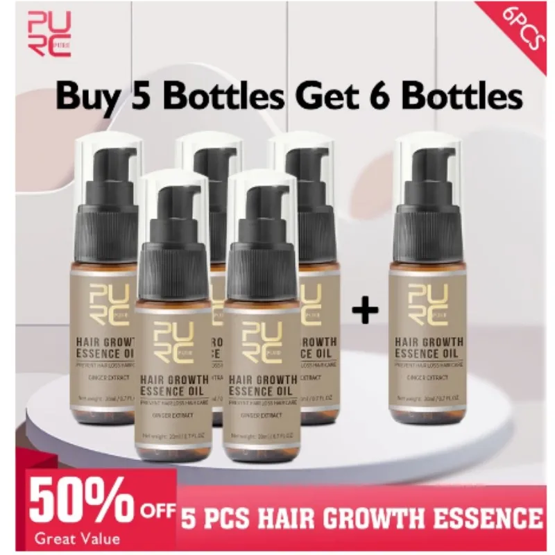 

5PCS PURC Hair Growth Essence Anti-Hair Loss Treatment Thicken Hair Serum Scalp Nourish Prevent Loss Care Products For Women Men
