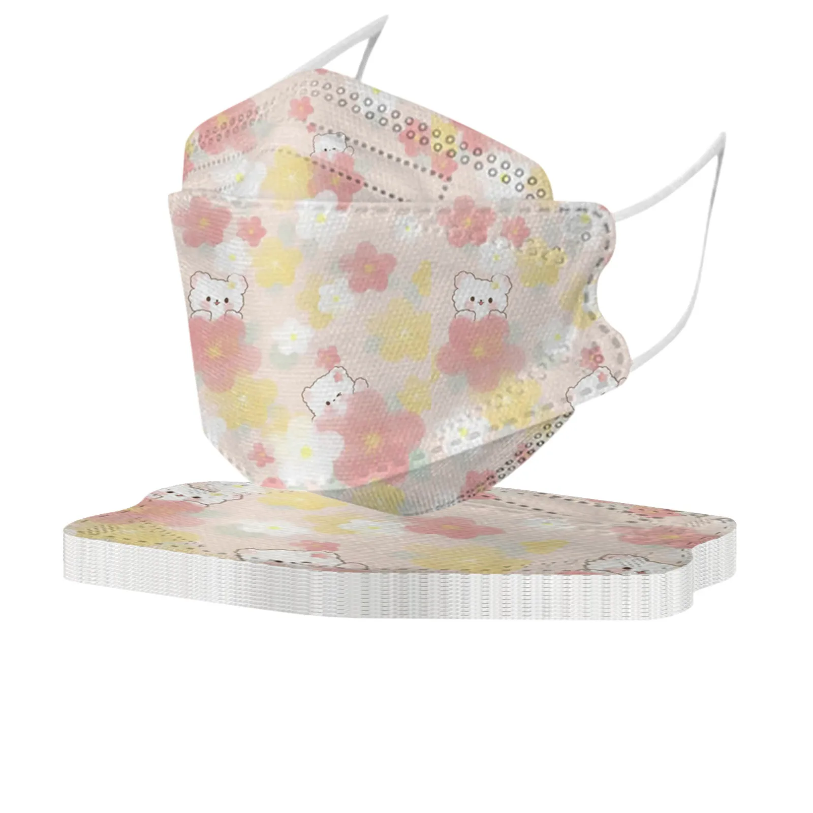 

10pcs Korea Styles Flower Adult Disposable Face Masks 4-layers Non-woven Earloop Facial Cover Fish Shape Mouth Mask Mascarillas