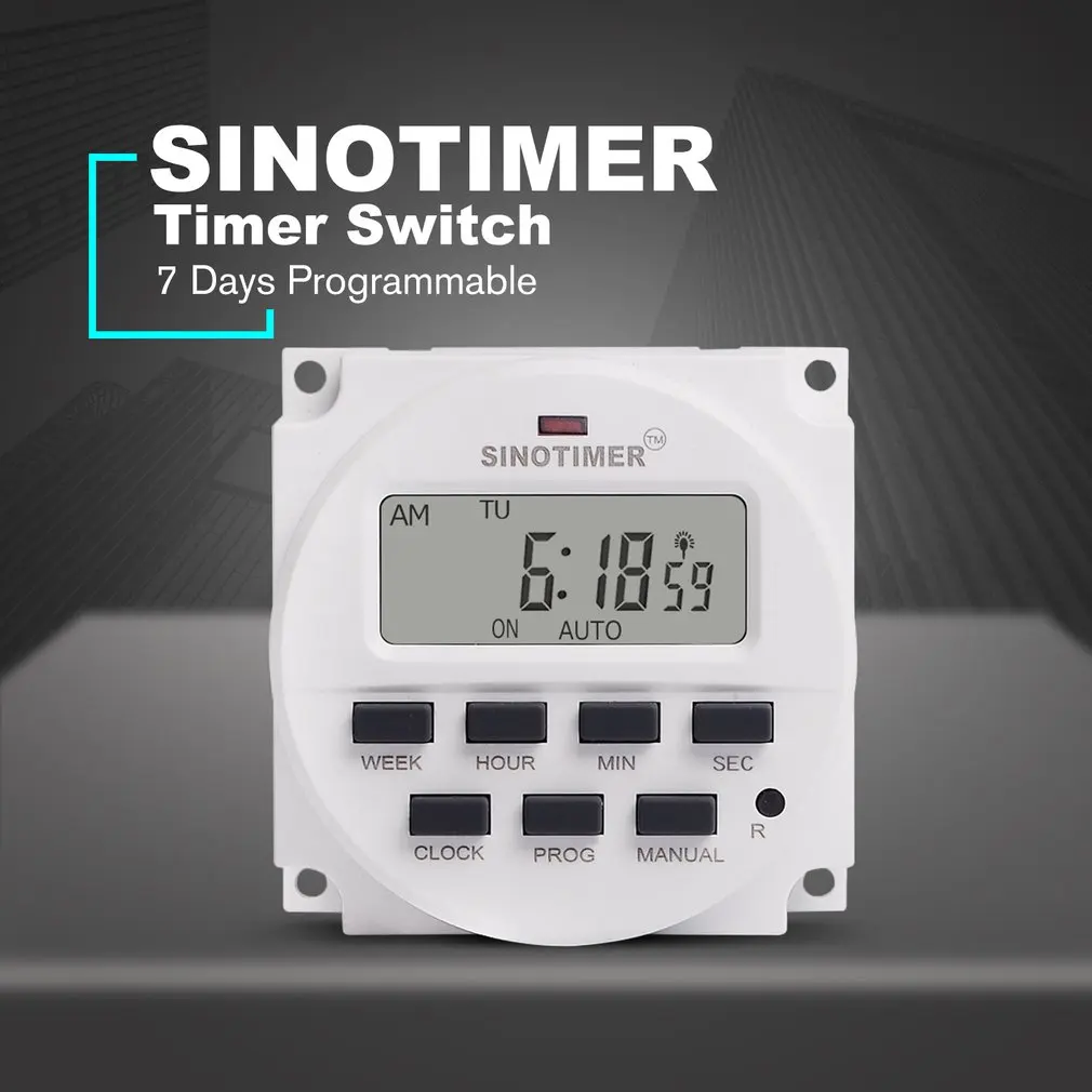 2023 SINOTIMER 220V Еженедельный 7-дневный цифровой программируемый таймер, реле управления таймером для электрического прибора, 8 настроек включения/выключения