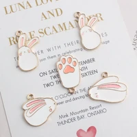 20pcslot gold color oil drip alloy pendant enamel cute animal rabbit charms fit for jewelry bracelet necklace handmade