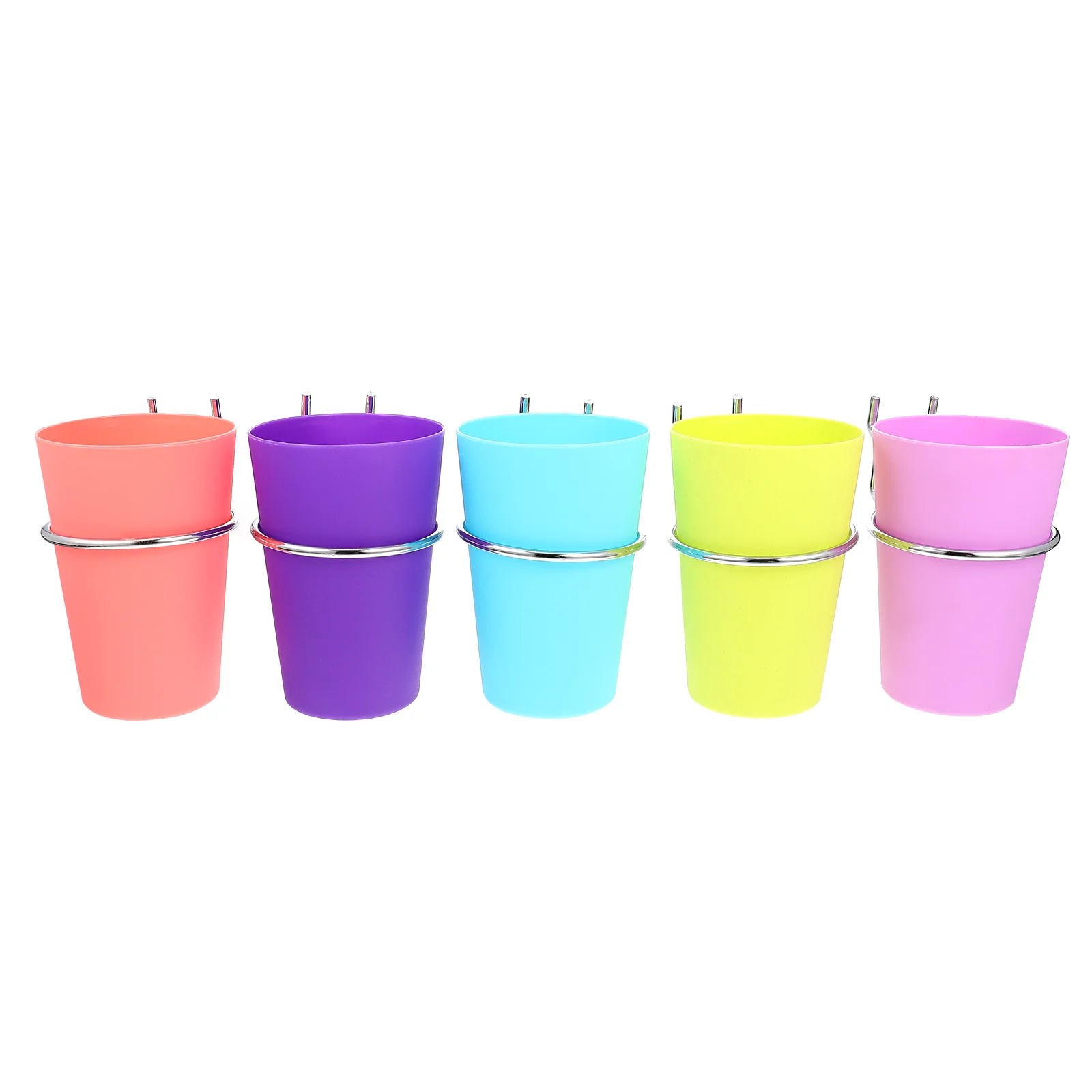 

5 Sets Plastic Baskets Cup Holder Racks Pegboard Rings Hooks Holders Iron Organizers