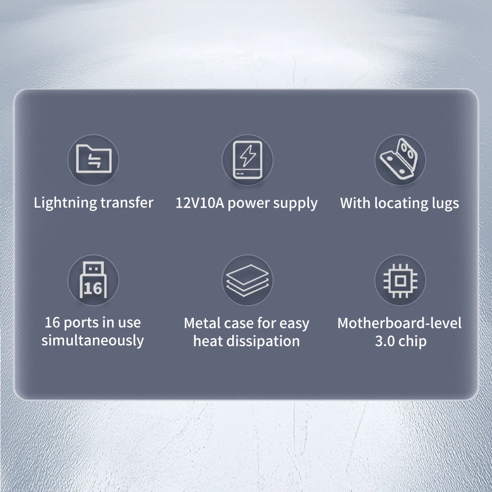 Фото USB-хаб A316 на 16 портов для нескольких телефонов и планшетов, адаптер питания 12В 10А, промышленный USB 3.0 разветвитель на 16 портов №3