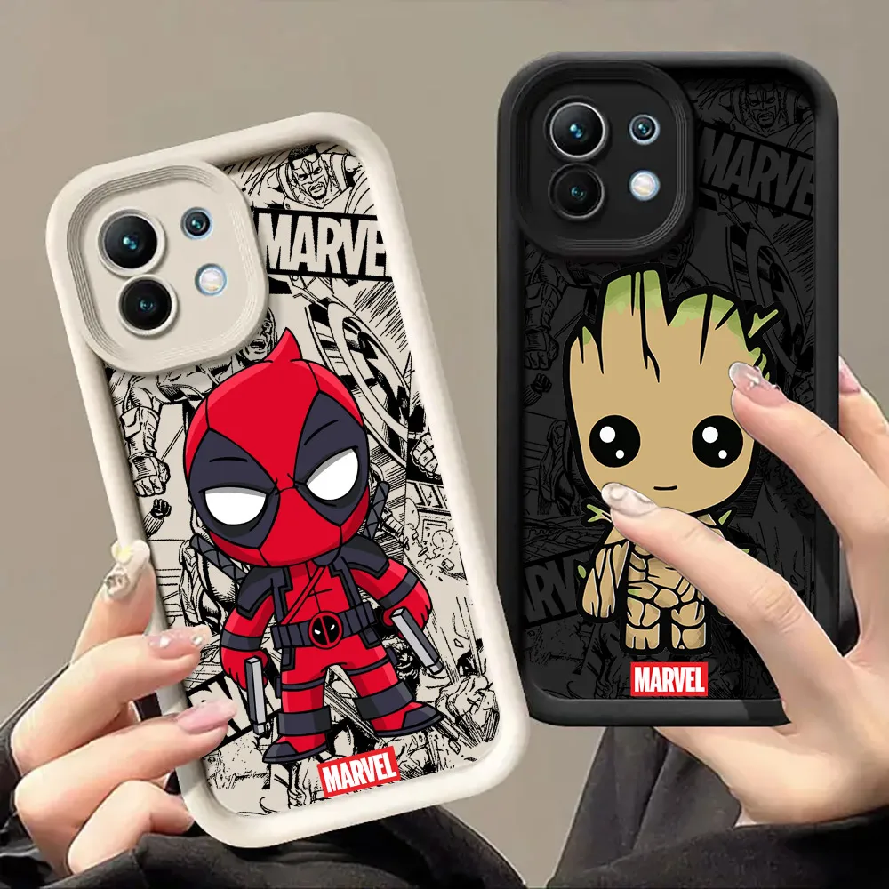 Фото Чехол Marvel Cute Heroes Deadpool Groot для Xiaomi 13T 14T 15 15T Pro 17 Ultra Poco M7 M8 F8 F7 X6 X7 X8 Pro Max, противоударный чехол №1