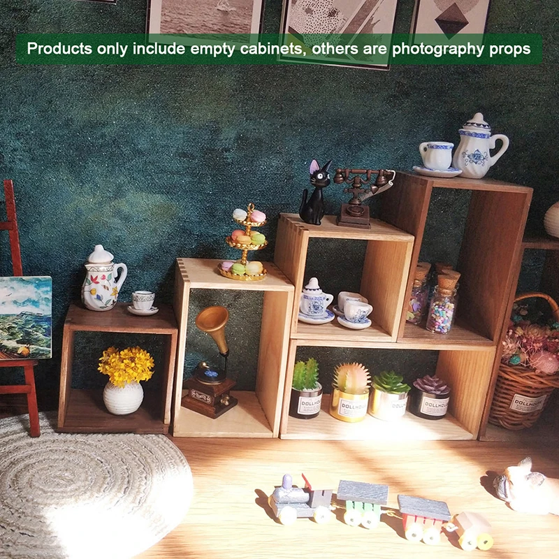 

1Pc 1:12 Simulation Dollhouse Miniature Cupboard Showcase Storage Rack Display Cabinet Furniture Model Decor Toy
