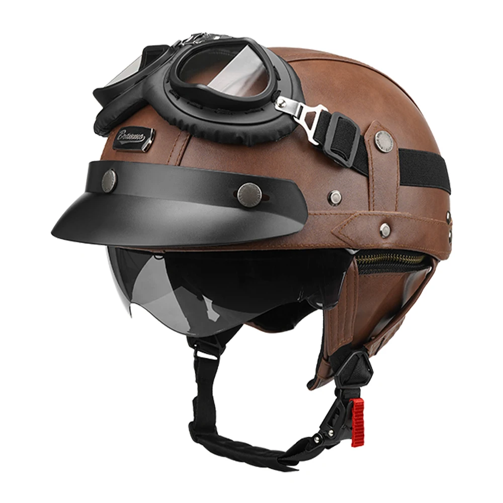 

Мотоциклетный шлем, уличная бейсболка в стиле ретро, мотошлем с синими линзами, полушлем для мужчин и женщин, мотоцикл, одобренный ECE DOT