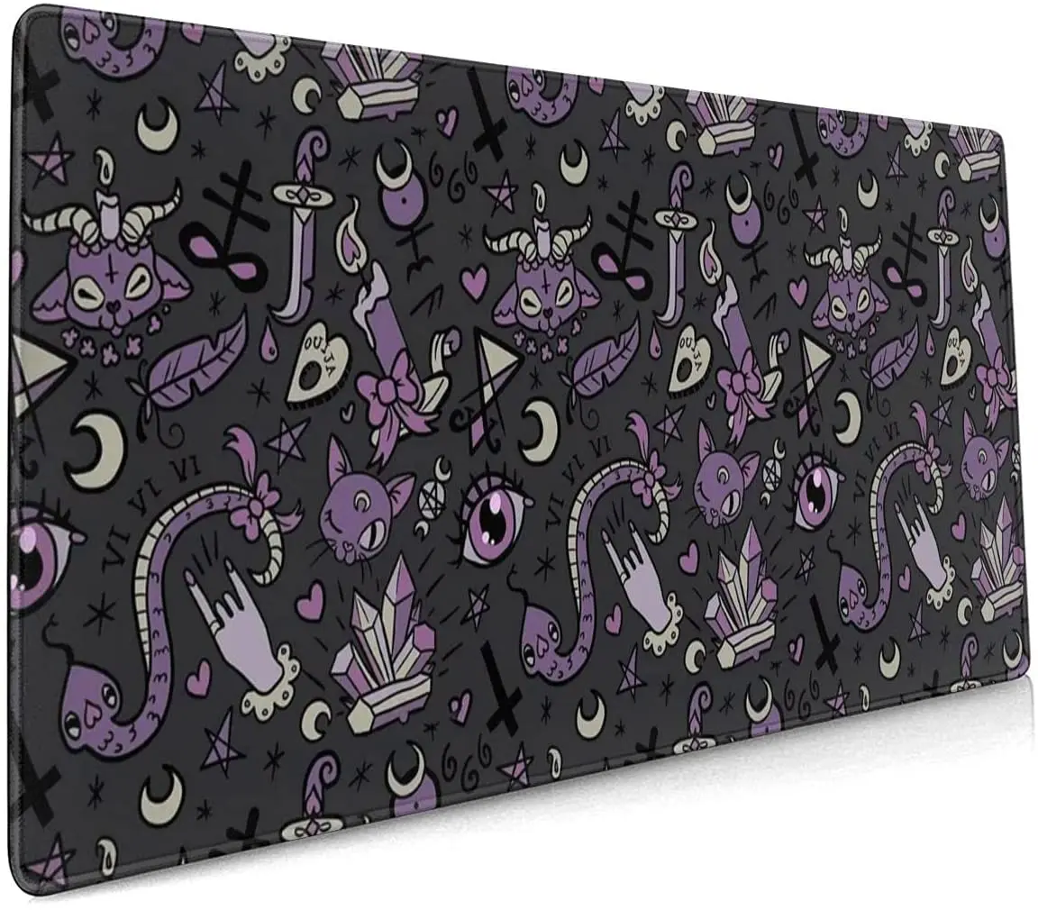 

Extended Gaming Mouse Pad with Stitched Edges, Purple Black Goth Spooky Large XXL Mousepad, Non-Slip Rubber Base Desk Pad Keyboa