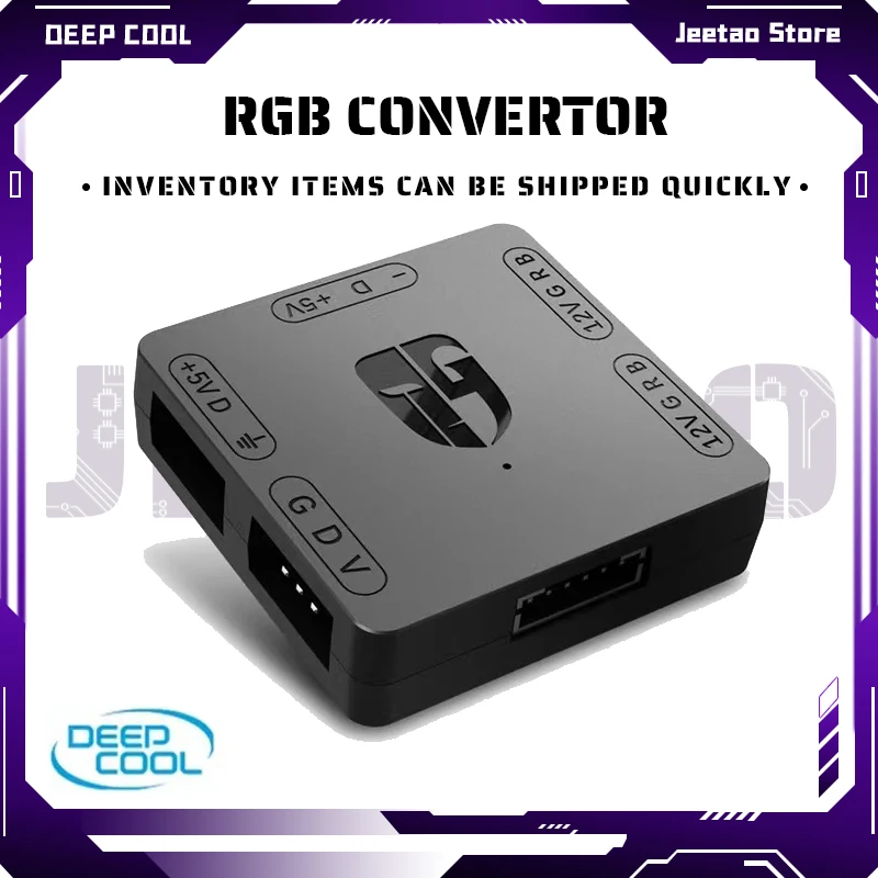 

DEEPCOOL RGB Converter 5V3Pin ARGB Fan to 12V4Pin RGB Hub Controller Multiple RGB Interface Compatible Support Optical Sync