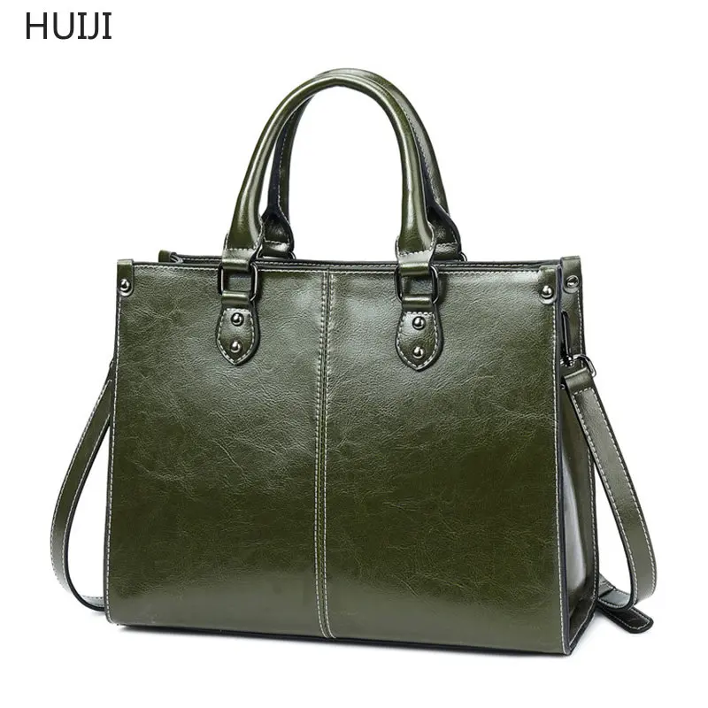 

2022 кофейный коричневый зеленый черный качественный винтажный Ретро тоут кошельки и сумочки женские кожаные женские сумки на плечо для женщ...