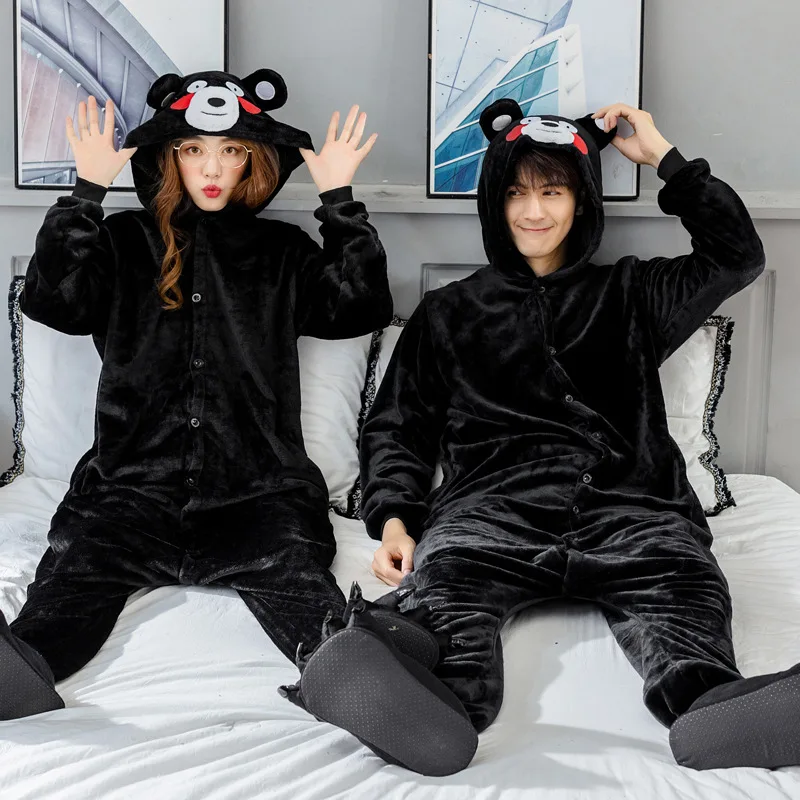 Couple's Home Service Men's One-piece Pajamas Flannel Casual Breathable Jumpsuit Onsies Sleepwear Adult Clothing Warm Bodysuit