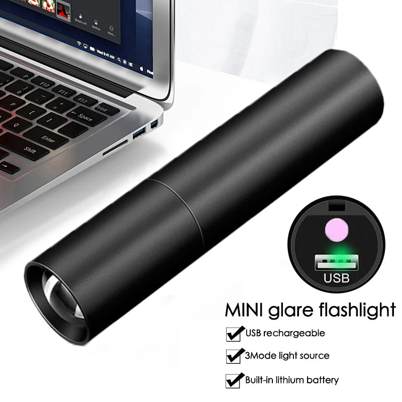

Super Bright Flashlight Light 3 Modes USB Rechargeable Torch with Built in 1800mAh Battery Linterna Led Recargable Zaklamp
