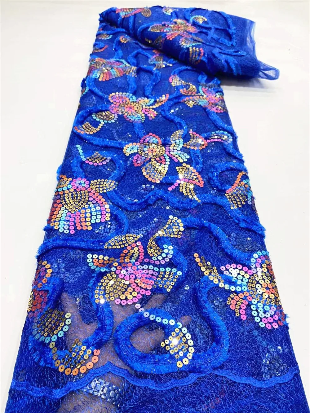 Ткань-сетка с блестками и вышивкой 5 ярдов |