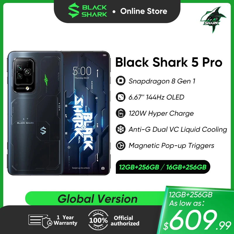 Global Version Black Shark 5 Pro 5G Smartphone 5pro Snapdragon 8 Gen 1 Gaming Phone Celular 120W Super Charge Mobile Phone NFC