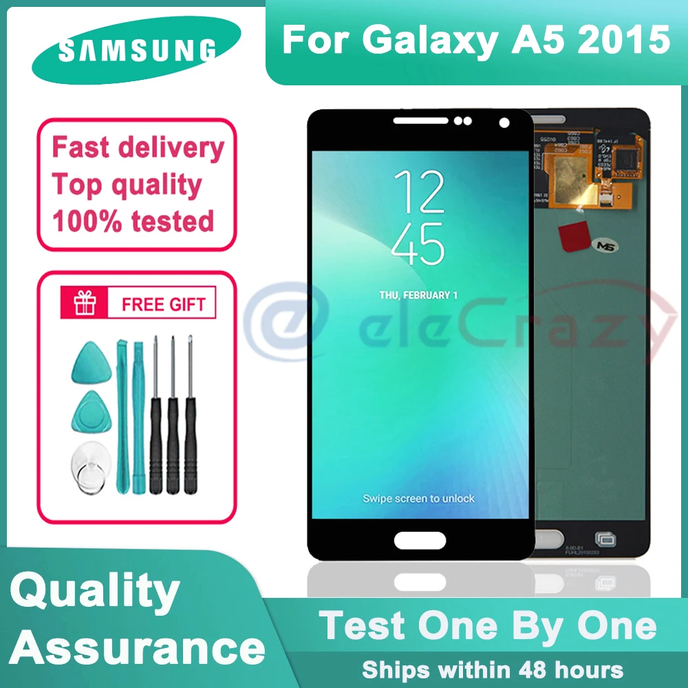 

Оригинальный ЖК-дисплей Super AMOLED 5,0 дюйма для Samsung Galaxy A5 2015 A500 A500F A500M A500FU, ЖК-дисплей с сенсорным экраном и дигитайзером в сборе