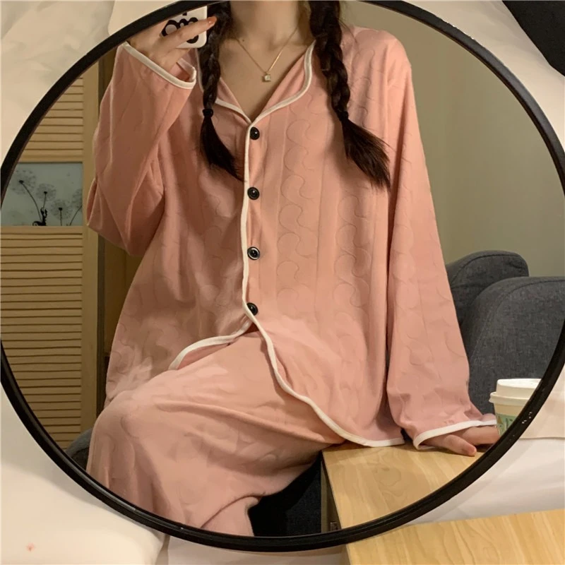 Milk Silk Pajamas Women's Suit Ladies Thin Two-piece Long-sleeved Pajamas Home Clothing Fashion Cute Student Pajamas Robe Sets