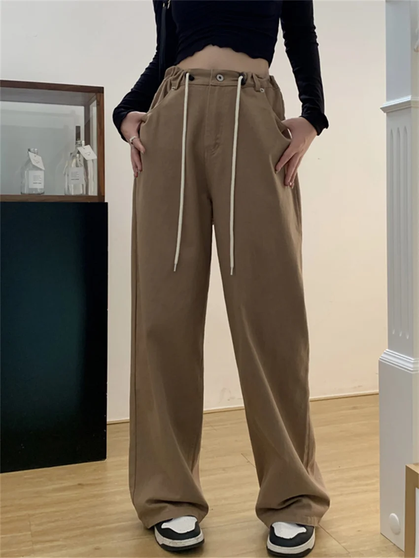 

HziriP Adjustable High Street Pants Women Wide-Legged Autumn Solid New Chic Office Lady Slim All Match Loose Fashion OL Hot