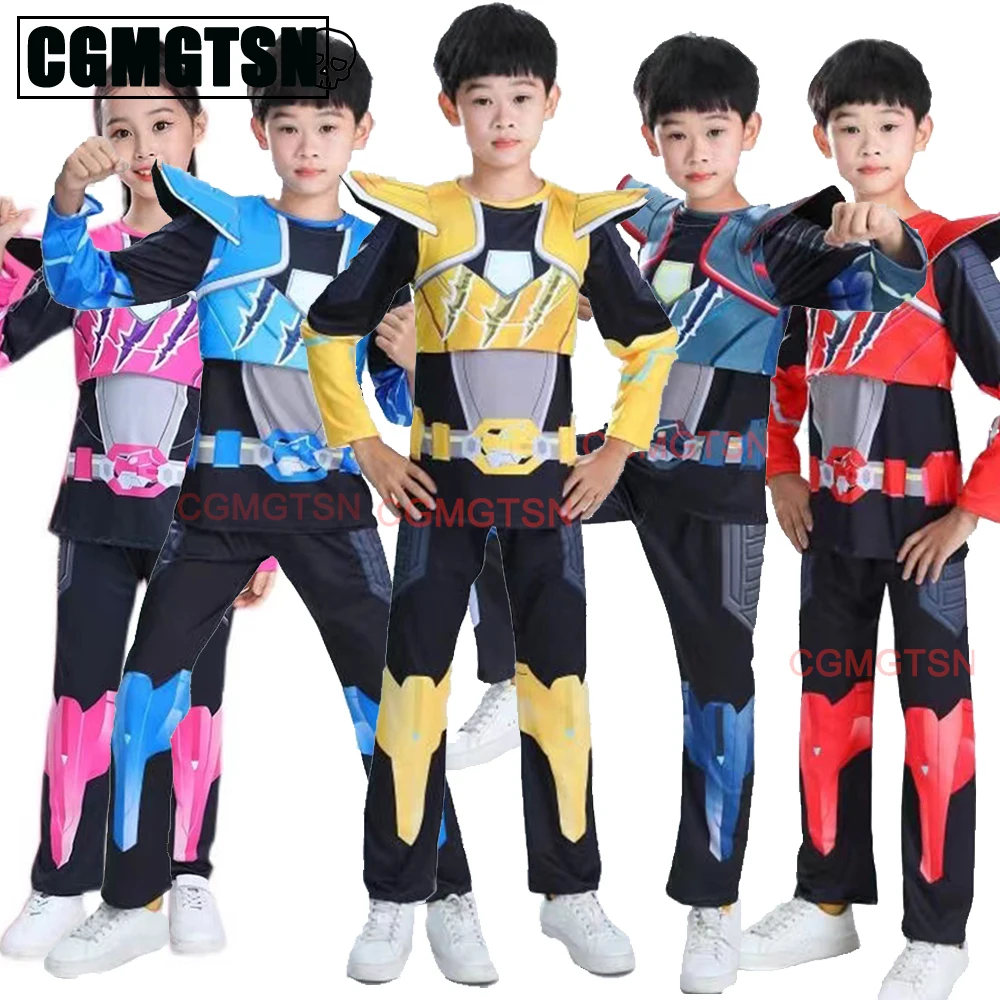 

CGMGTSN Kids Mini Force X Cosplay Costume VOLT SAMI LUSI MAX Role play Top and Pants Suit for Boys Halloween Child Clothes