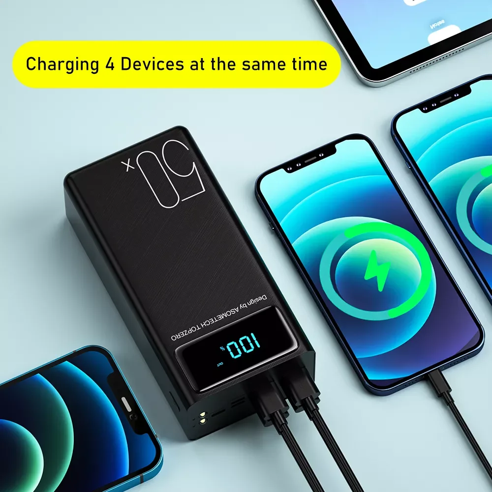 

Power Bank 50000mAh Large Capacity LED Powerbank 50000 mAh 2.1A Fast Charging External Battery Charger For iPhone