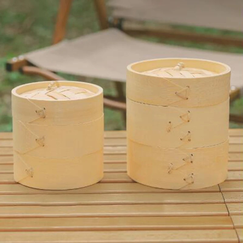 

Bamboo Steamer Vegetable Basket Dimsum Soap Holder Dumplings Bao Bun Handmade Breakfast Home Cage With Lid Kitchen Cooking