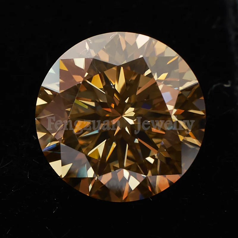

Popular Loose Moissanite Stone Dark Champagne Color Round Shape Brilliant Cut 1-3ct VVS1 Grade Test Positive For Jewelry