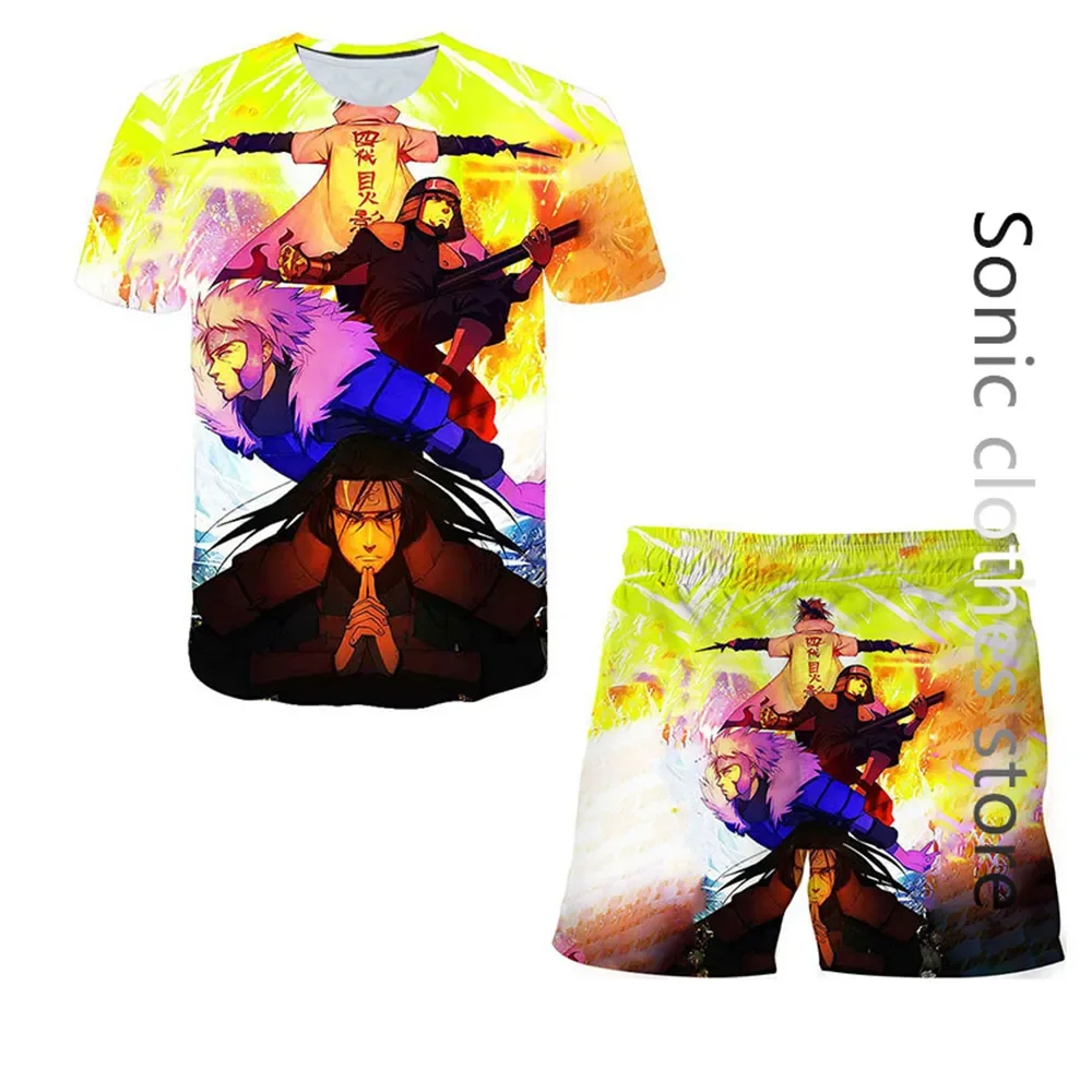 

Summer Fashion 2 Piece Sets Naruto Tracksuit Men's Oversized Clothes Kakashi 3d Printed T Shirts Kids Boys Tshirt Shorts