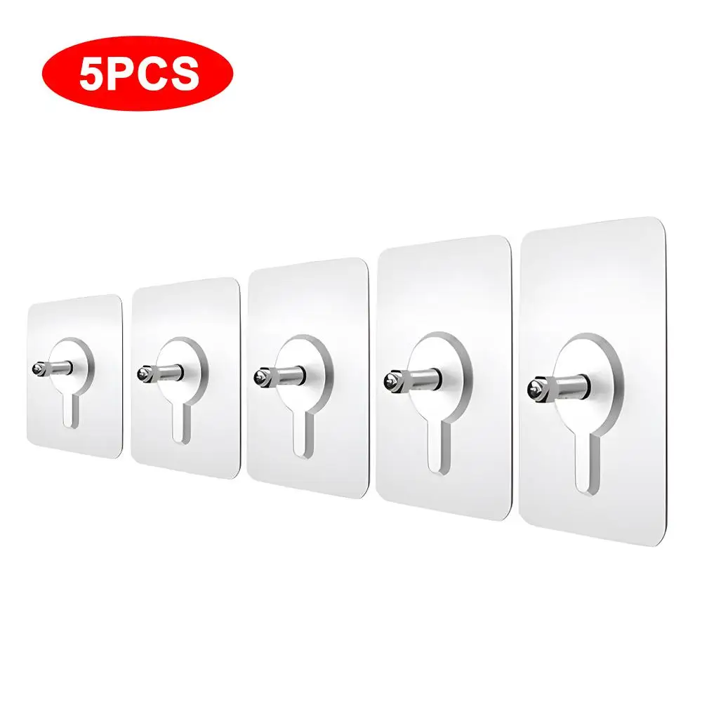 

5pcs/lot Transparent Hooks Punch-Free Screw Stickers Wall Picture Hook Invisible Traceless Hardwall Hanging Kit Strong Hooks