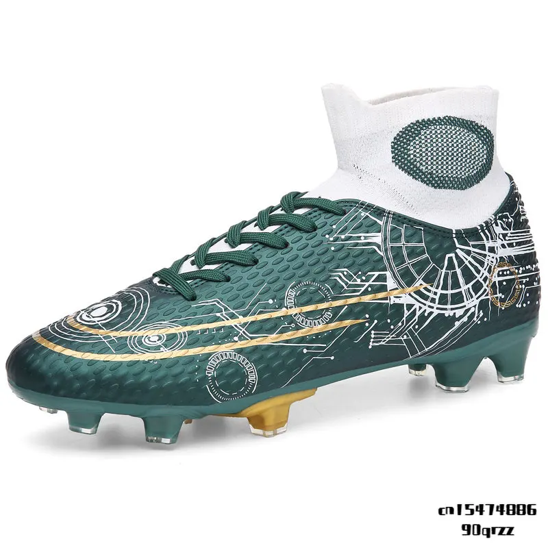 

New Men's Soccer Shoes Youth High Quality High Top Shoes Star Print Football Boots Bicolor Non-Slip Outdoor Grass Football Shoes