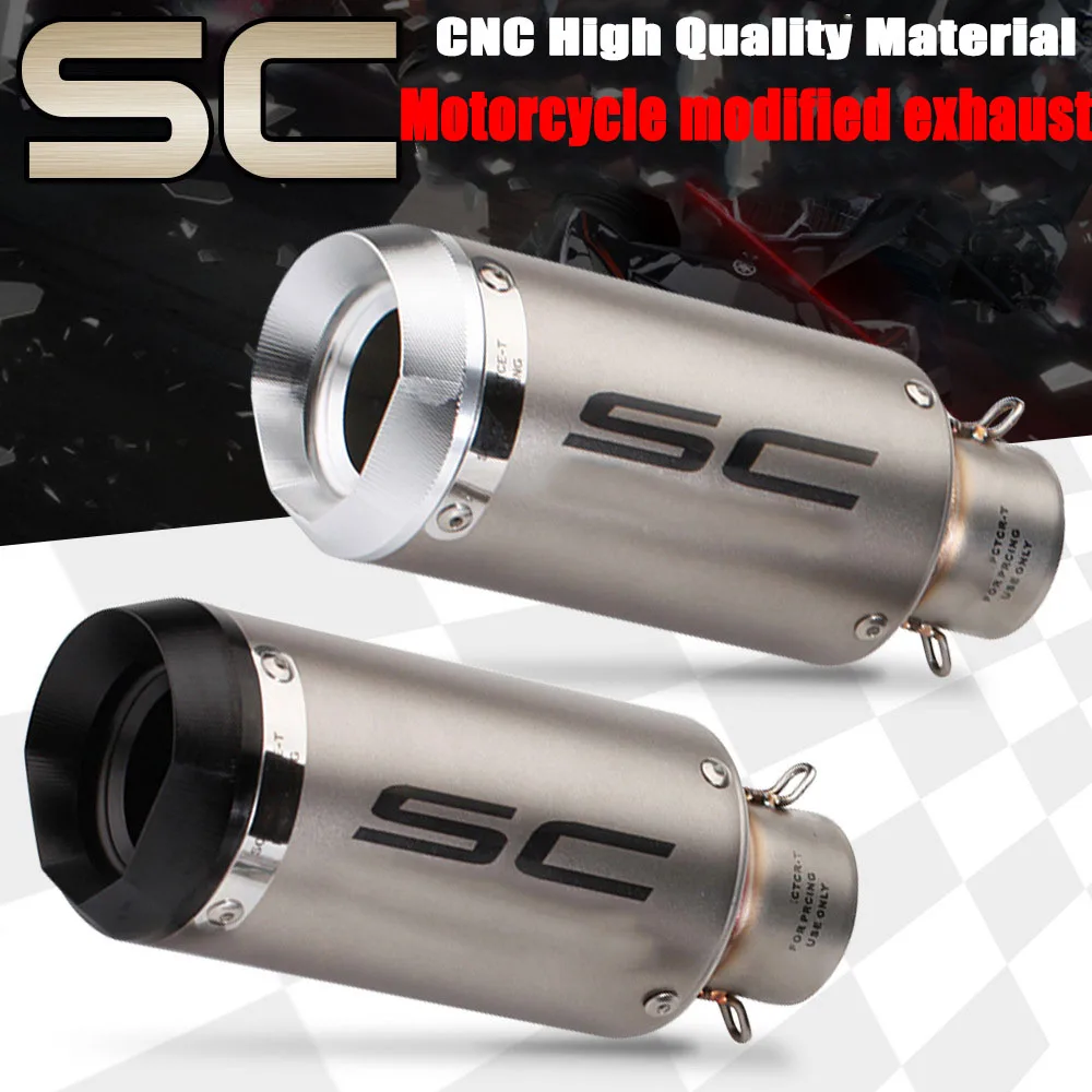Фото Глушитель для мотоцикла SC, модифицированная выхлопная труба для 500RR RC390 NINJA400 321RR 390duke, гоночный стиль, двухцилиндровый №1