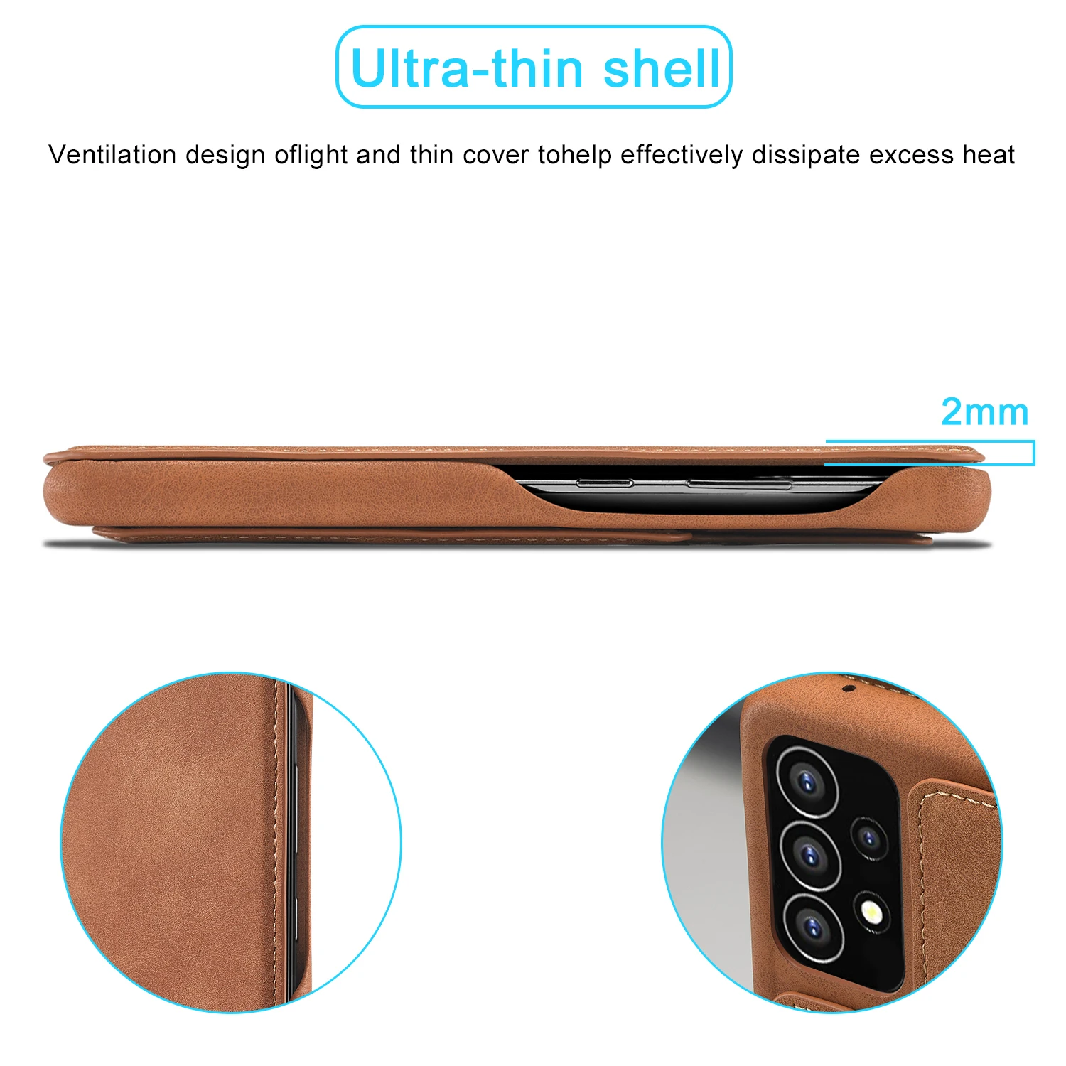 High Quality Magnetic Leather Flip Case for Galaxy A54 A53 A22 A72 A52 A12 A21S A41 A31 A11 A71 A51 A70 A50 A40 A20 A30 Cover