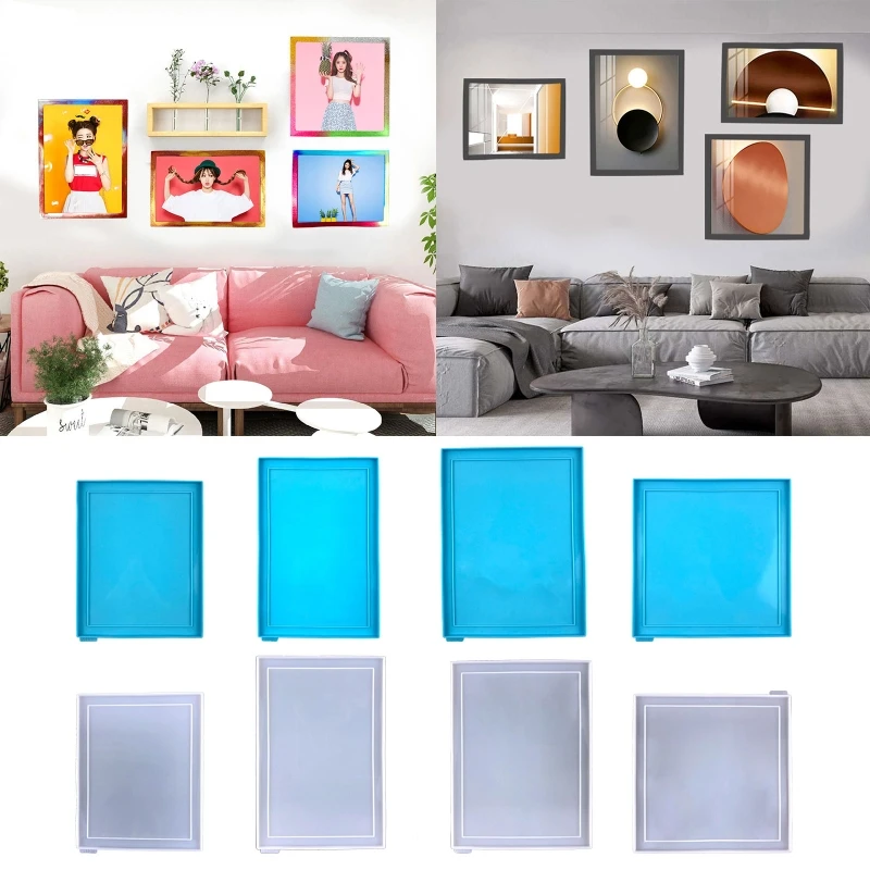 

Photo Frame Decoration Silicone Mold Rectangle Square Epoxy Mold Resin Casting Pendant Mold Suitable for Diy Crafts