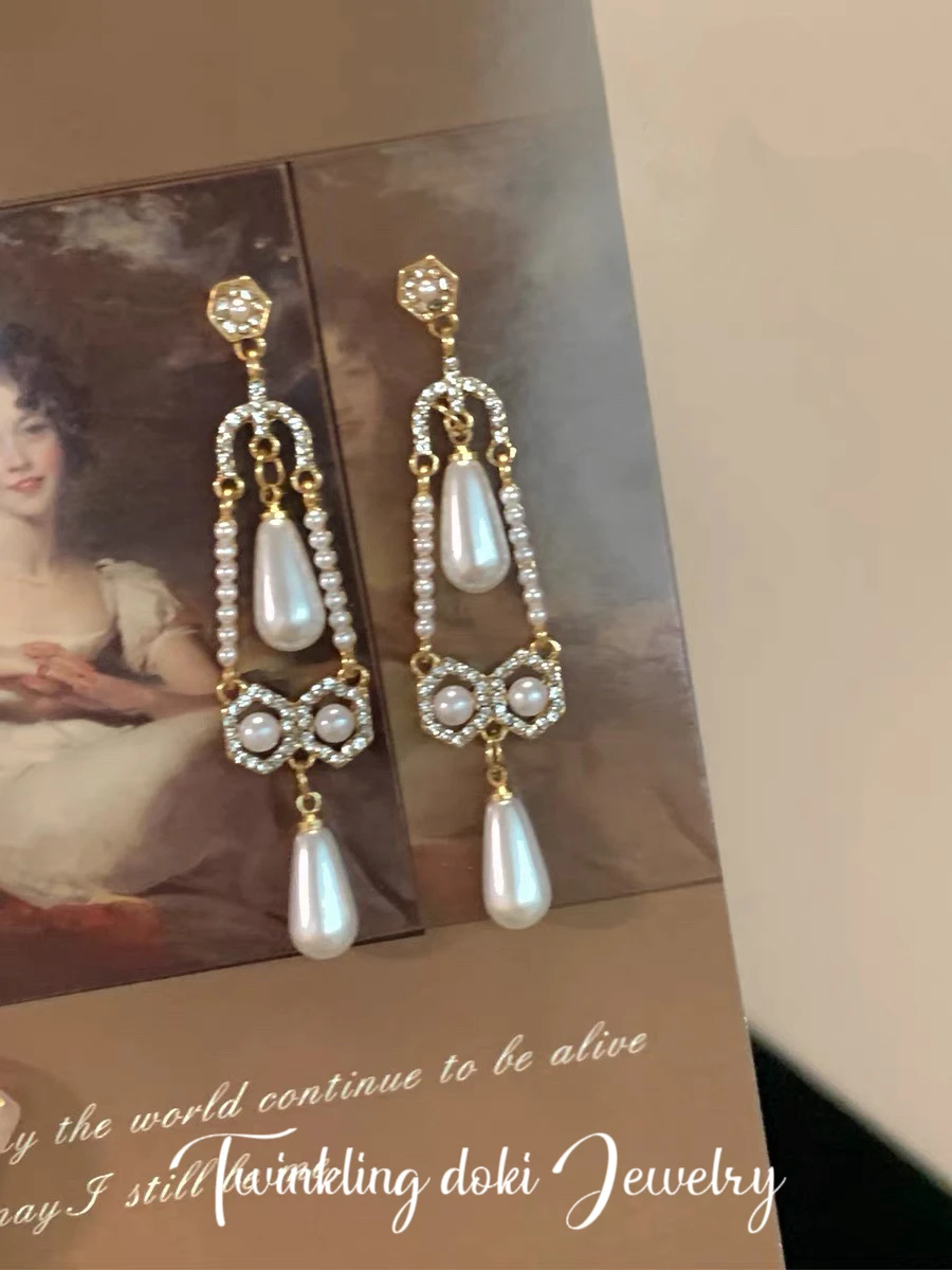 Элегантные жемчужные серьги Angel Bell French sle Palace Sle длинные высококачественные