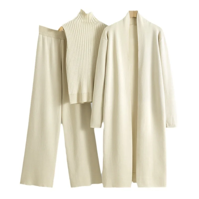 Новинка Осень-зима 2024 элегантный вязаный костюм для ленивых кардиган брюки
