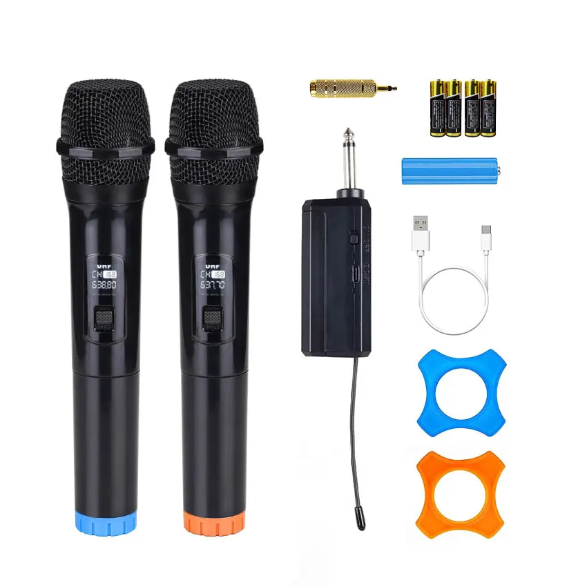 

Dual Karaoke Wireless Dynamic Microphone VHF Professional Room To Sing Handheld Mic for Party Show Home Speech Church PA System