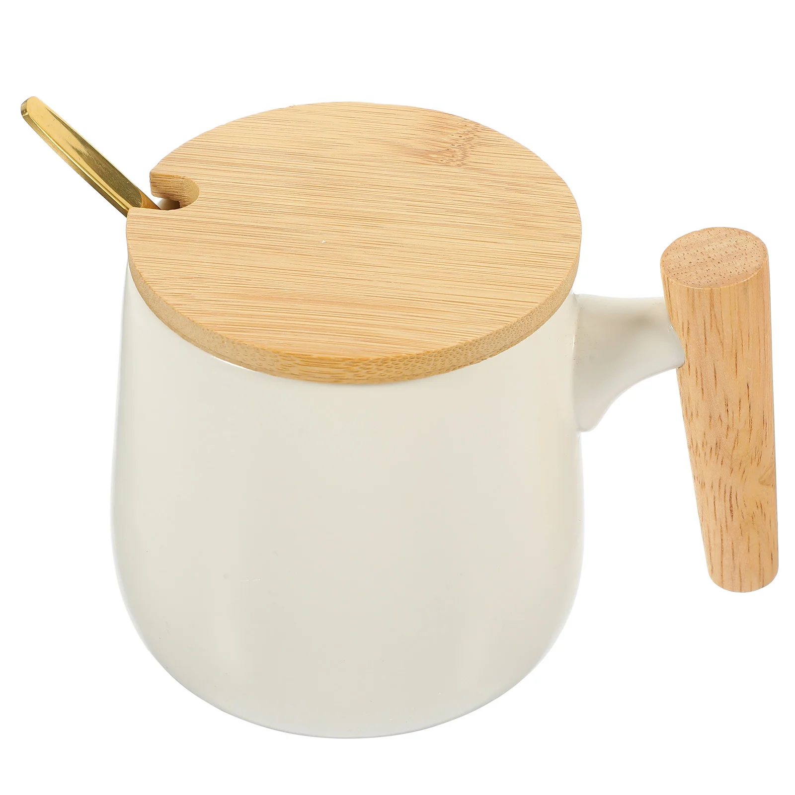 

Nordic Decor Cappuccino Cup Ceramic Cup Lid Water Mug Coffee Decor Household Coffee Mug Anti-scald Wooden Handle Mug