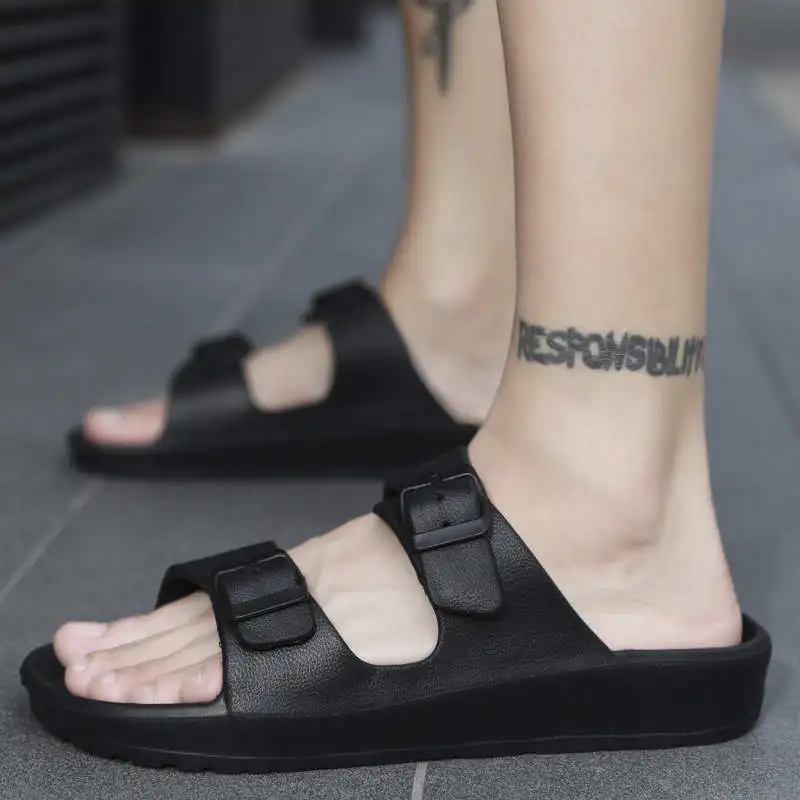 

Plus Sizes Men Slides Designer For Top Brand Men Slippers Leather Wit Summer Man Flip Flops Original 2022 Shoes For Man Tennis