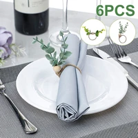 6pcs eucalyptus napkin rings handmade green napkin buckle holders decorative eucalyptus leaves garland wedding party table decor