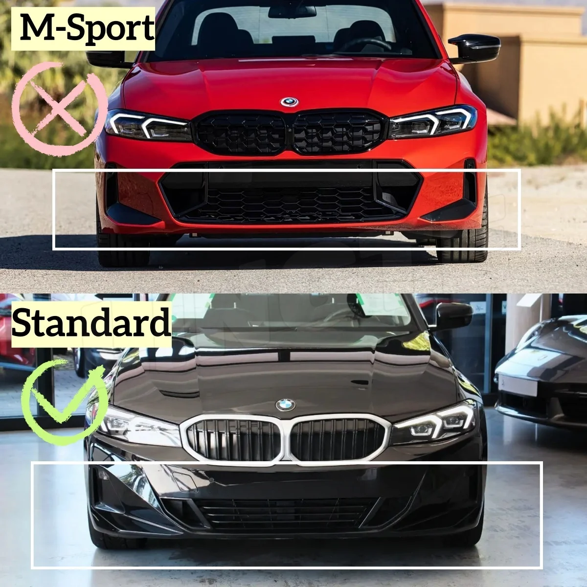 Фото Передний сплиттер бампера для BMW 3 серии G20 G21 BVA Berline LCI G28 i3 2023-2026, защитная накладка из ABS, тюнинг кузовных элементов. №3