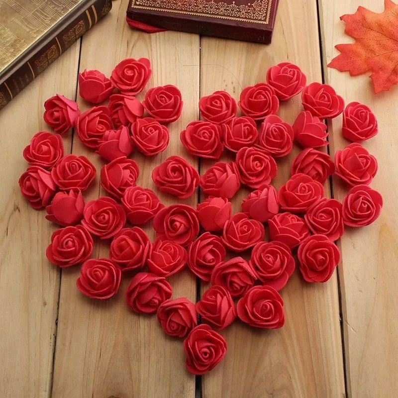 

500pcs Artificial Rose Heads Foam 3.5cm Artificial Flowers for Rose Bear Valentine Gift DIY Wedding Party Flower Decorations